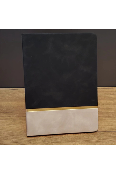 ÇERÇİCİ Black Striped Leather Notebook