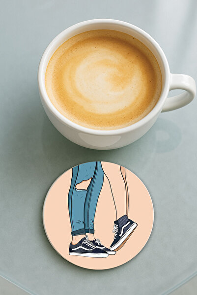 Cekuonline قاعدة كوب دائرية من البليكسي مع نقش مطبوع 'أحبني'