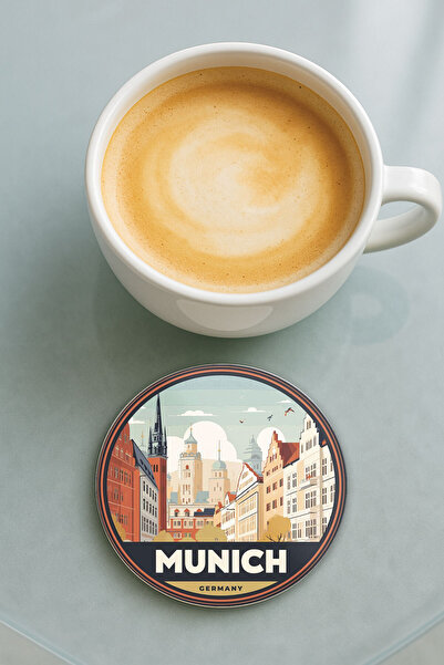 Cekuonline قاعدة كوب دائرية من البليكسي جلاس مع نمط مطبوع فردي ميونيخ