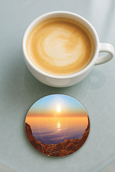 Cekuonline قاعدة كوب دائرية من البليكسي جلاس مع نمط مطبوع لمنظر بحري فردي