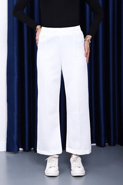 İmajButik White Front Seam Scuba Pants