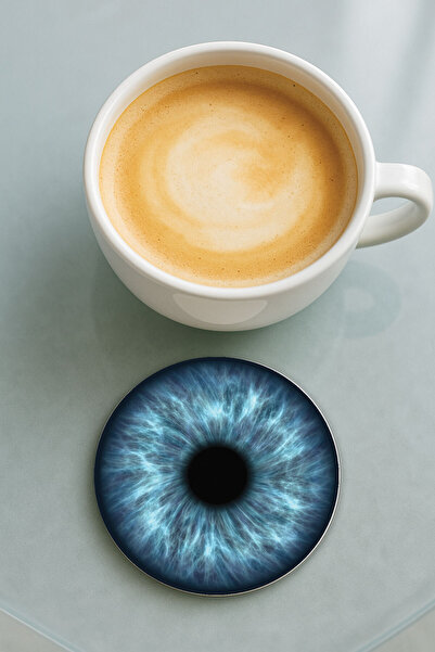 Cekuonline قاعدة كوب دائرية من البليكسي جلاس مع نمط مطبوع وعين زرقاء واحدة