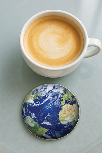 Cekuonline قاعدة كوب دائرية من البليكسي جلاس بنمط مطبوع على شكل الأرض الواحدة