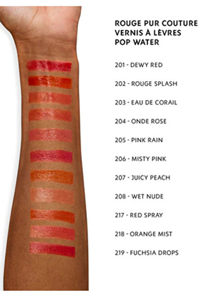 Yves Saint Laurent Vernis A Levres Pop Water liquid lipstick, transfer resistant, shade 218 Orange Mist, 6ml