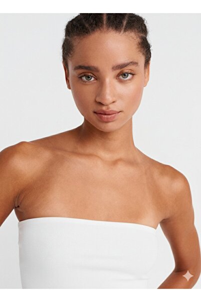 Dilvin 20659 Strapless Blouse-Beyazz