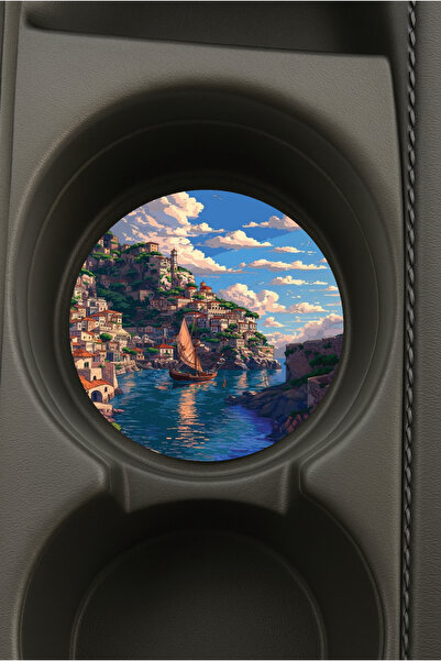 Cekuonline حامل أكواب دائري بيضاوي الشكل مطبوع للسيارة بتصميم أمالفي