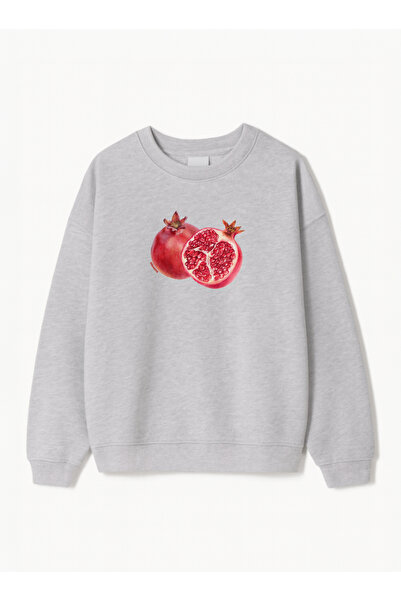 Disante سويت شيرت للجنسين بمقاس كبير مطبوع عليه نار – ياقة دائرية، 3 خيوط من ...