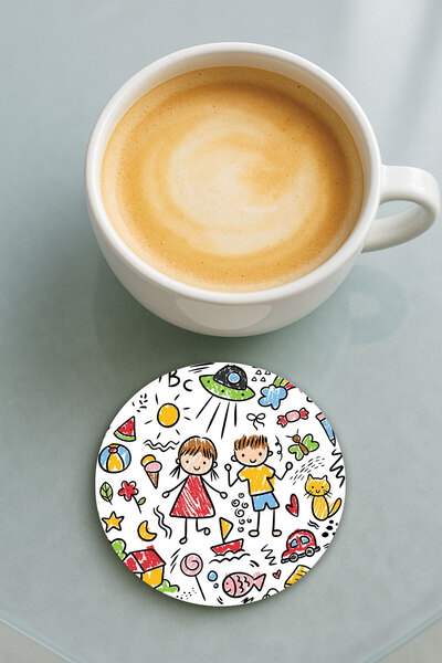 Cekuonline قاعدة كوب دائرية من البليكسي جلاس مع نمط مطبوع، عالم الأطفال الفردي