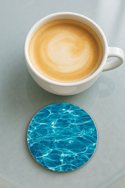 Cekuonline قاعدة أكواب دائرية من البليكسي جلاس مع نقش مطبوع لحوض السمك