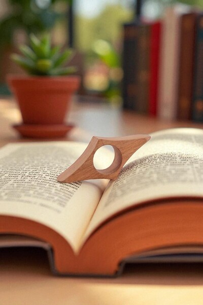 OK Wood 2 Pcs Natural Wood Thumb Book Holder – One-Handed Reading Support, Comfortable and Stylish Book Rest