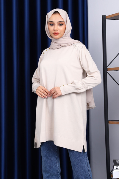 İmajButik Stone Shoulder Cold Thread Knitwear Tunic