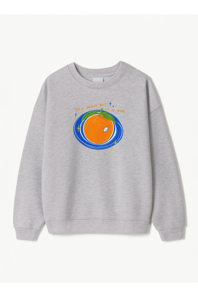 Disante Hanorac oversize pentru femei you must act Imprimat – Gât cu gât rotu...