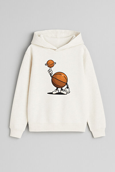 MODA Minge de baschet cu imprimeu Ecru Fete Băieți Copii cu glugă Swea tricou