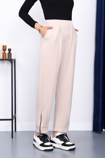 İmajButik Modal Pants with Stone Leg Zipper Pockets