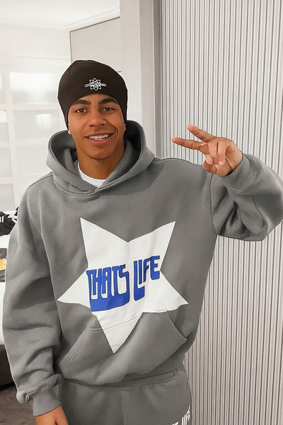 CLASSY.MODA Unisex 3 Thread Hooded Kangaroo Pocket Tracksuit Set with Star and Letter Print