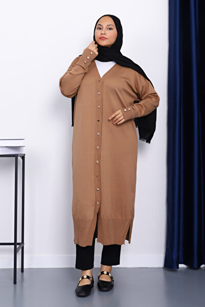 İmajButik Mink Cold Yarn Knitwear Cardigan