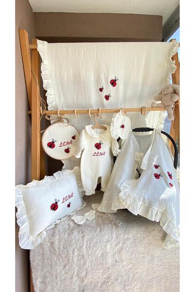 nuvia hikayen Müslin Yenidoğan Bebek Hastane Çıkış Seti, Puset Örtüsü, Battan...