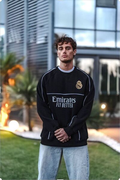 KUN SPORTSWEAR Premium Bieli Pattern Nostalji̇ Sweatshi̇rt Oversized Uni̇sex