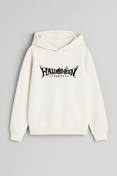 MODA Хелоуин принт екрю суитшърт с качулка за момичета и момчета