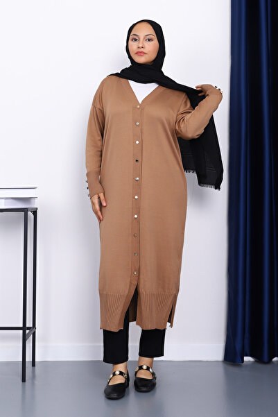 İmajButik Mink Cold Yarn Knitwear Cardigan