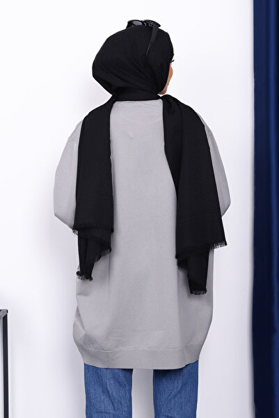 İmajButik Γκρι τουνίκ με λαιμόκοψη με μερσεριζέ