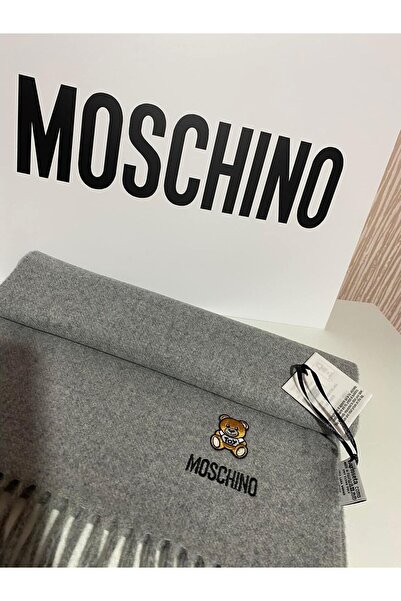 Love Moschino FULAR LOVE MOSCHINO, GRI, CU LOGO, LANA MERINOS, SUBTIRE,CUTIE DE CADOU