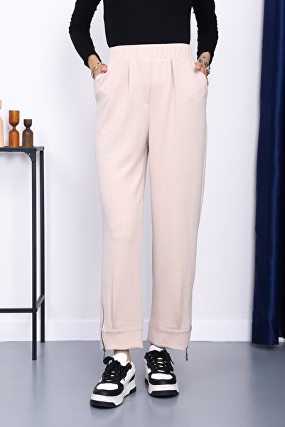 İmajButik Modal Pants with Stone Leg Zipper Pockets