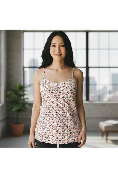 ESTA STORE Small Floral Print Rope Strap Tank Top