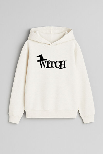 MODA Φούτερ Halloween Halloween Witch Hat με τύπωμα Ecru για κορίτσια και αγό...