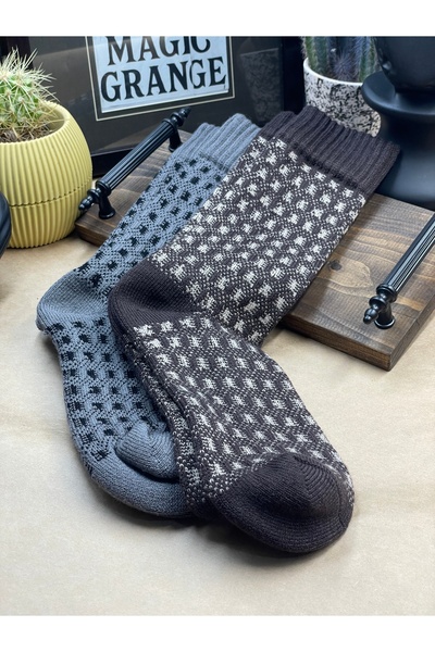 magıcgrange Men's Wool Knitted Socks Set of 2 – Modern Casual Collection