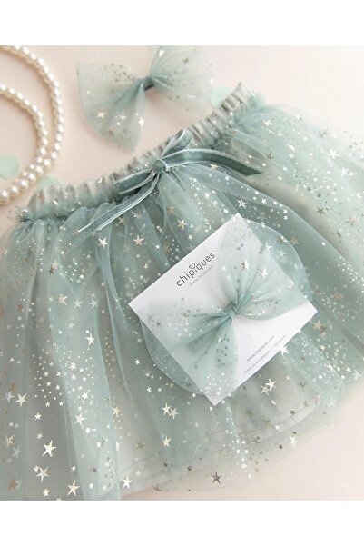 chipiques Mustard Green Children's Tutu Skirt with Bow Gift