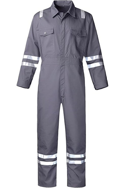 OEM Full work overalls, elastic waist, pockets, reflective tape, M gray