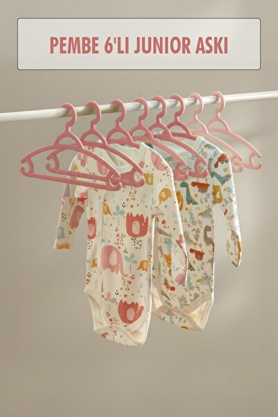 Kaite Set od 6 dečijih vešalica i vešalica za dečiju garderobu, roze