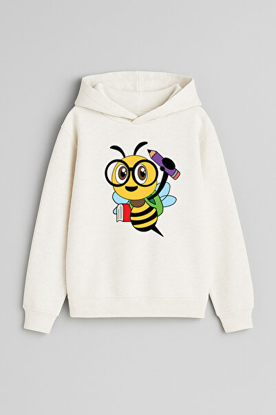 MODA سويت شيرت بغطاء للرأس للأطفال من الجنسين مطبوع عليه طالب النحلة إكرو