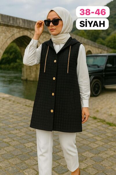 elma abone Women's Buttoned Short Quilted Vest