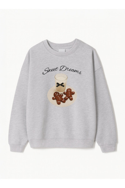 Disante Hanorac oversize pentru femei cu imprimeu Sweet Dreams – Gât cu gât r...