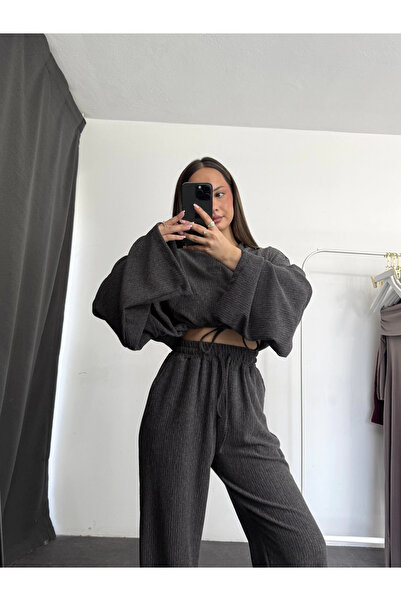 nona butik Ellish Waist Drawstring Suit - Anthracite