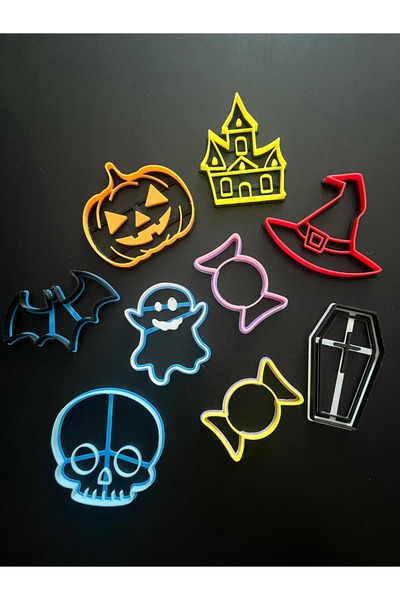 BASKI ATOLYEM HALLOWEN CADILAR BAYRAMI ŞEKER HAMURU , HAMUR KESİCİ FİGÜR 12 PARÇA