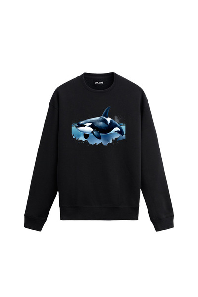 Colermi سويت شيرت مطبوع عليه حوت أوركا ذو طابع بحري