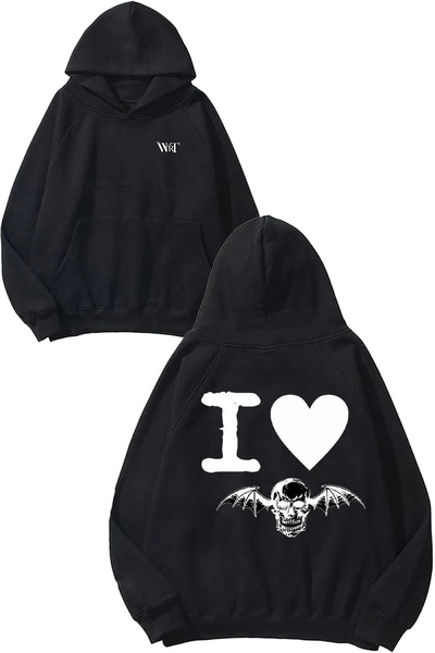 THEWERT Avenged Sevenfold 7 Design Back Printed Black Hooded Sweatshirt