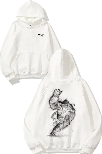 THEWERT Φούτερ με κουκούλα με στάμπα στο πίσω μέρος με σχέδιο Gorilla