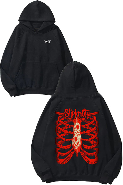 THEWERT Slipknot Rock Music 6 Design Back Printed Black Hooded Sweatshirt