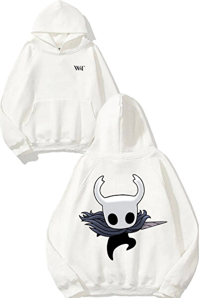 THEWERT Hollow Knight 1 Design Back Printed White Hooded Sweatshirt