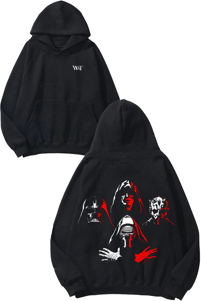 THEWERT Star Wars 4 Design Back Printed Black Hooded Sweatshirt