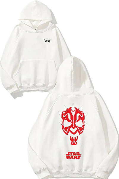 THEWERT Star Wars 1 Design Back Printed White Hooded Sweatshirt