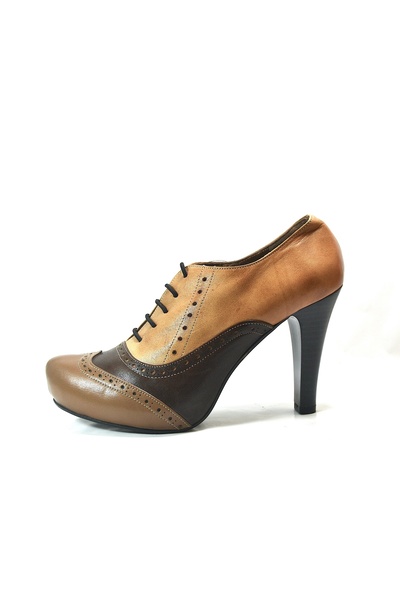 Onlo Ayakkabı E.201 Genuine Leather Hidden Platform High Heel Women's Shoes