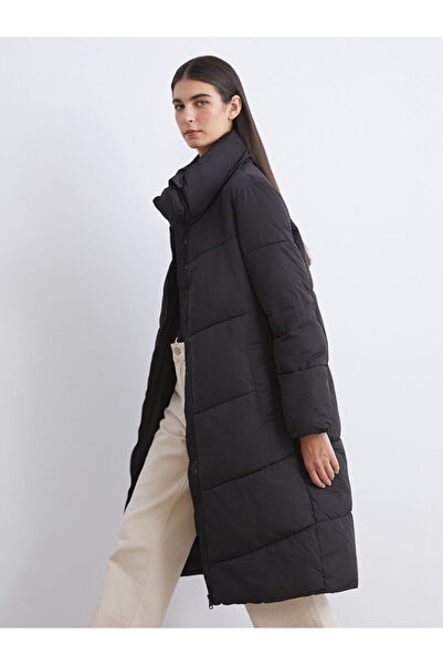 LC Waikiki Black Stand Collar Women's down Coat