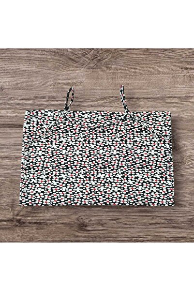 ESTA STORE White Black Red Floral Patterned Rope Strap