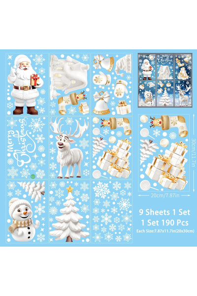 OEM Self-adhesive window stickers, Christmas pattern, set of 190 pieces