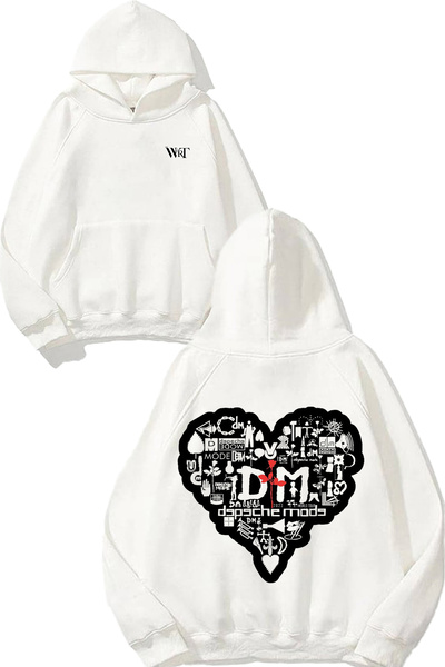 THEWERT Φούτερ με λευκή κουκούλα με στάμπα στην πλάτη Depeche Mode 2